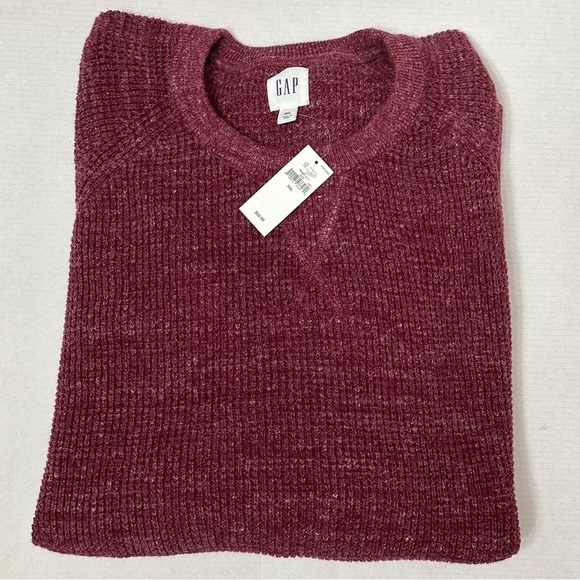 GAP Mens Sz XXL Red Raglan Long Sleeve Waffle Pullover Lumberjack Sweater Shirt - Picture 6 of 8